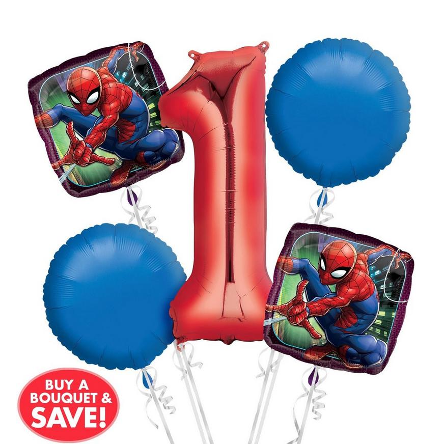 Spider-Man 1st Birthday Balloon Bouquet 5pc